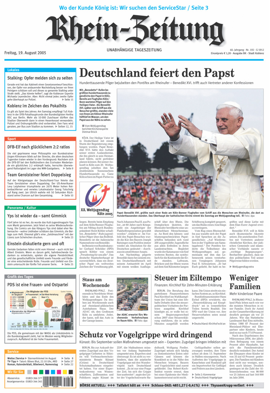 Rhein-Zeitung Koblenz & Region vom Freitag, 19.08.2005
