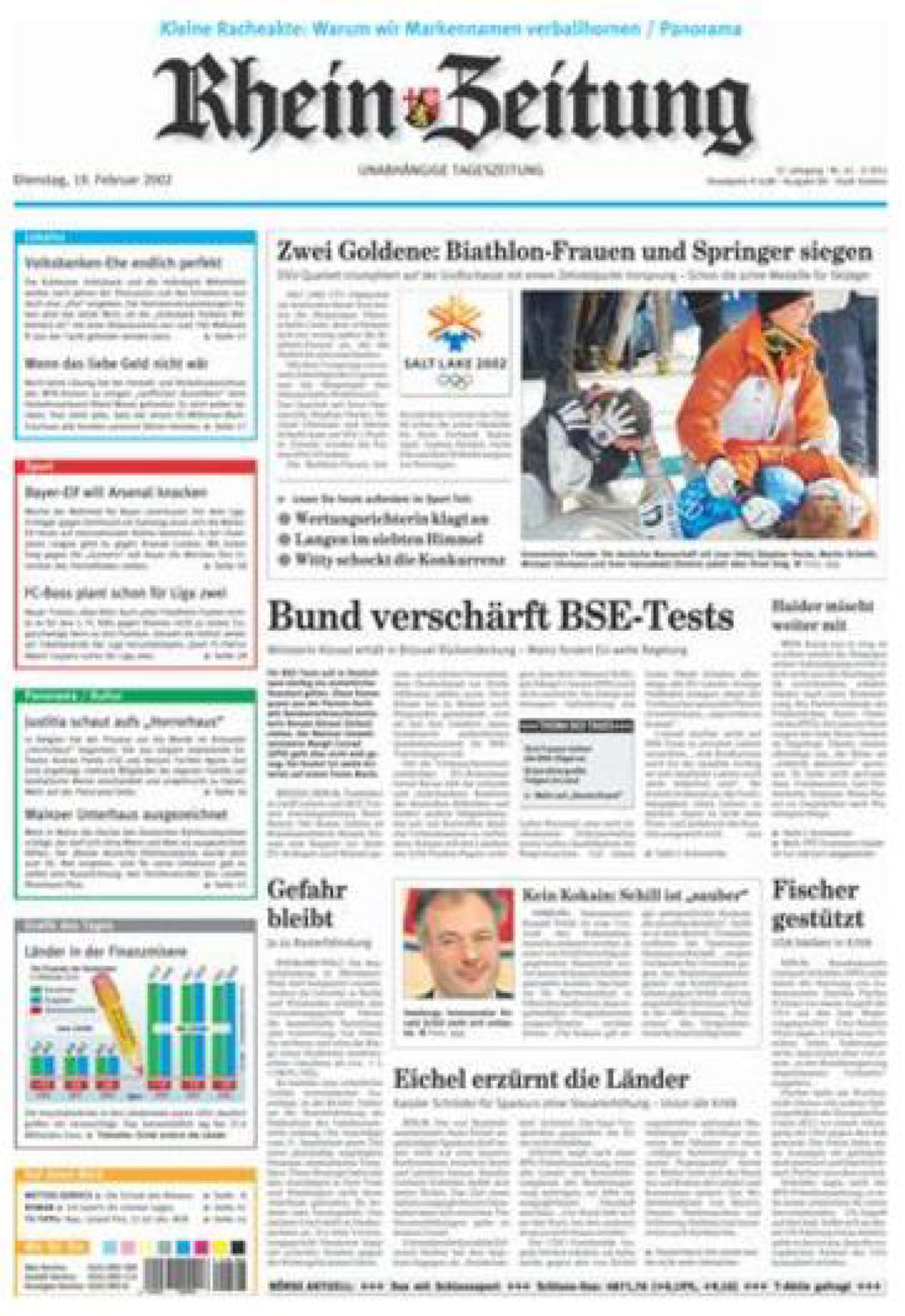 Rhein-Zeitung Koblenz & Region vom Dienstag, 19.02.2002