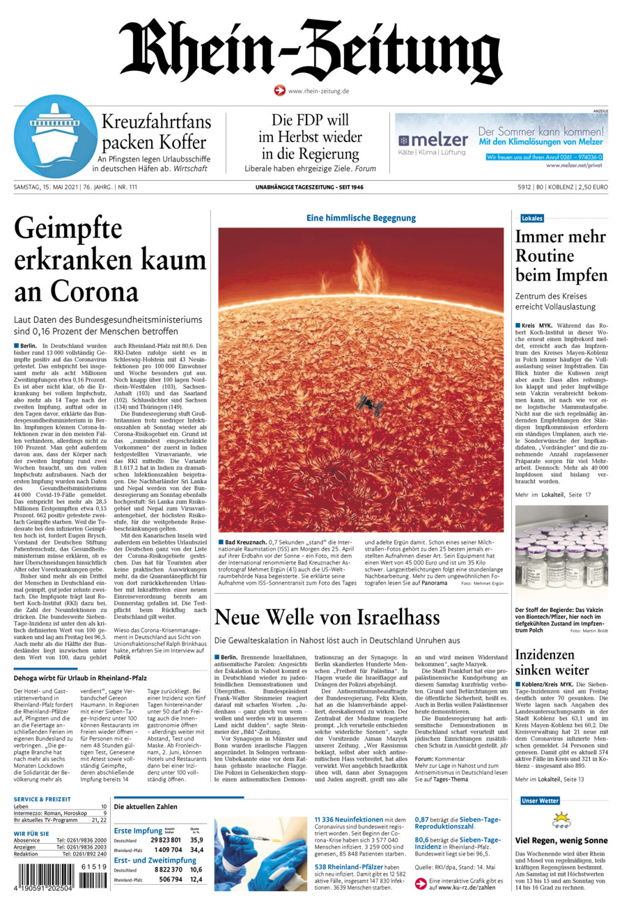 Rhein-Zeitung Koblenz & Region vom Samstag, 15.05.2021