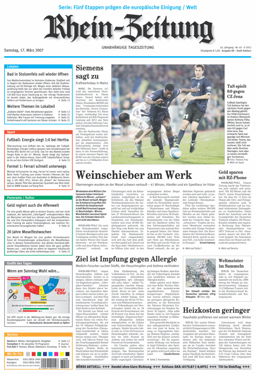 Rhein-Zeitung Koblenz & Region vom Samstag, 17.03.2007