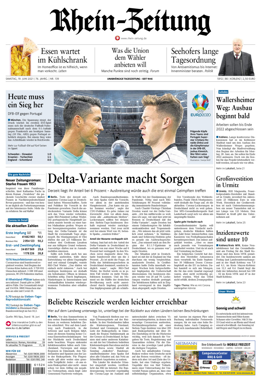 Rhein-Zeitung Koblenz & Region vom Samstag, 19.06.2021