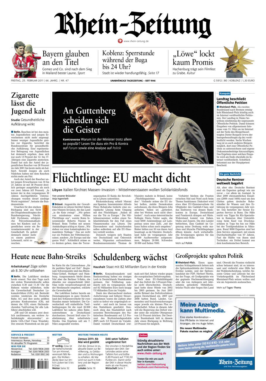 Rhein-Zeitung Koblenz & Region vom Freitag, 25.02.2011