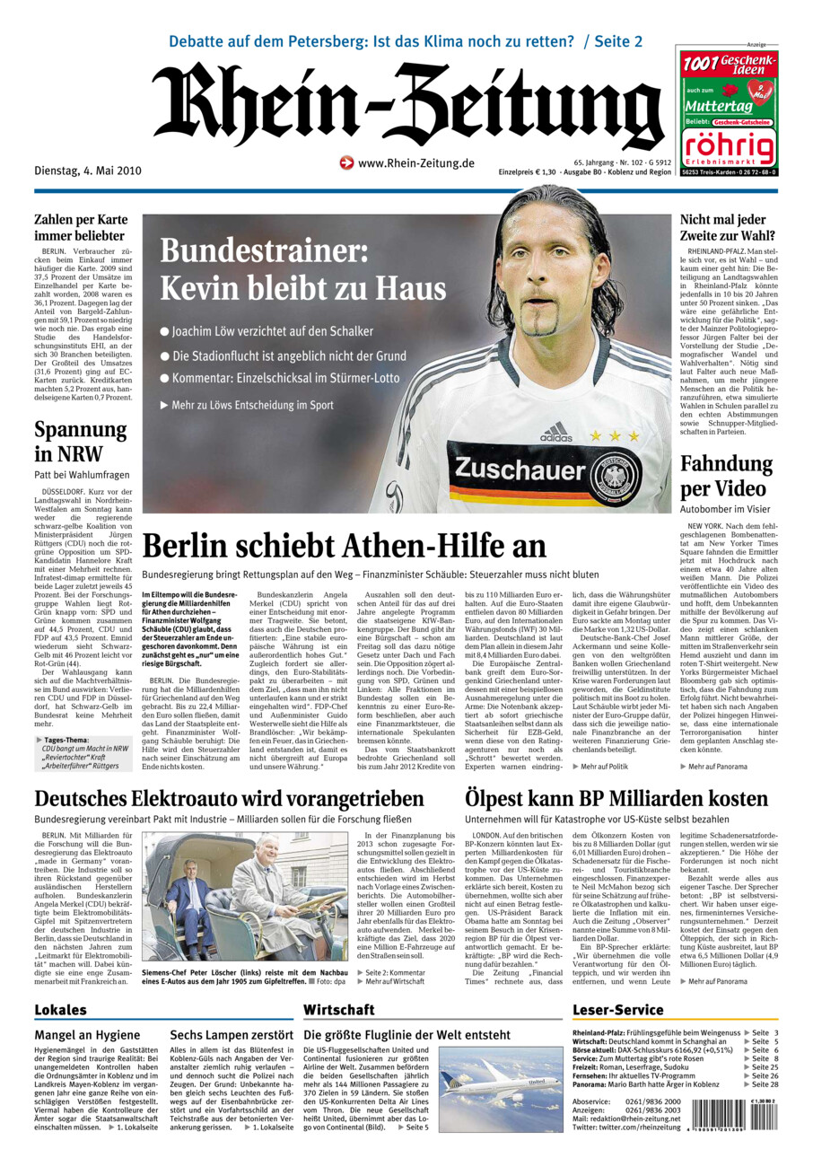 Rhein-Zeitung Koblenz & Region vom Dienstag, 04.05.2010