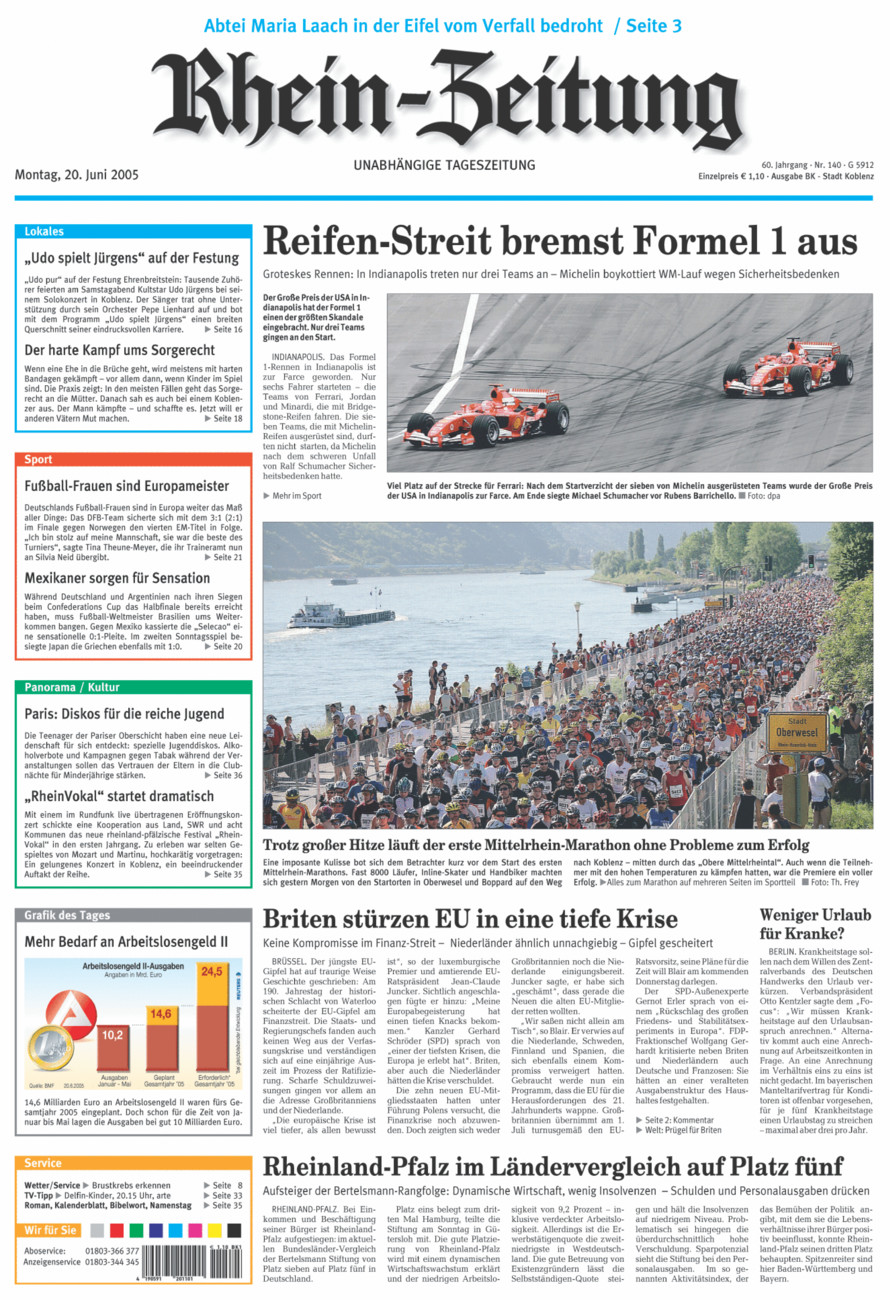Rhein-Zeitung Koblenz & Region vom Montag, 20.06.2005