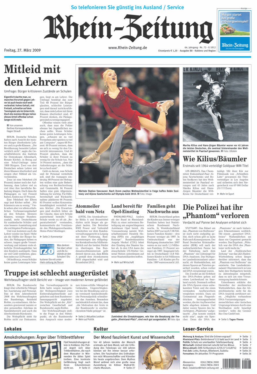 Rhein-Zeitung Koblenz & Region vom Freitag, 27.03.2009