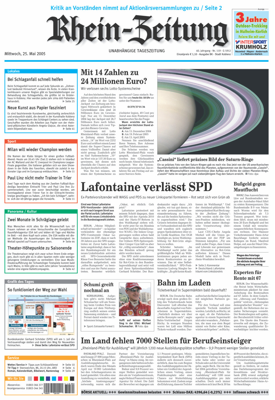 Rhein-Zeitung Koblenz & Region vom Mittwoch, 25.05.2005