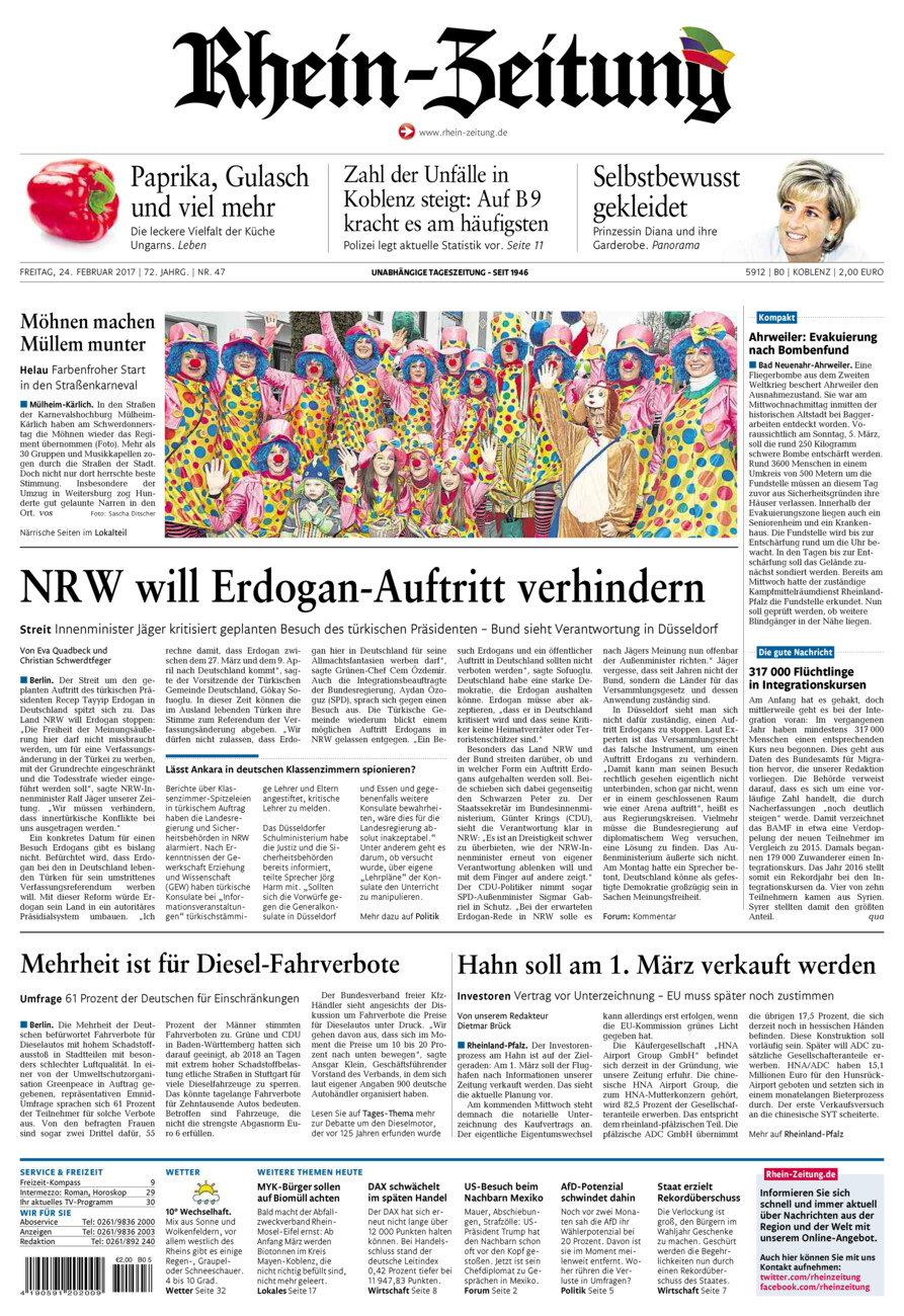 Rhein-Zeitung Koblenz & Region vom Freitag, 24.02.2017