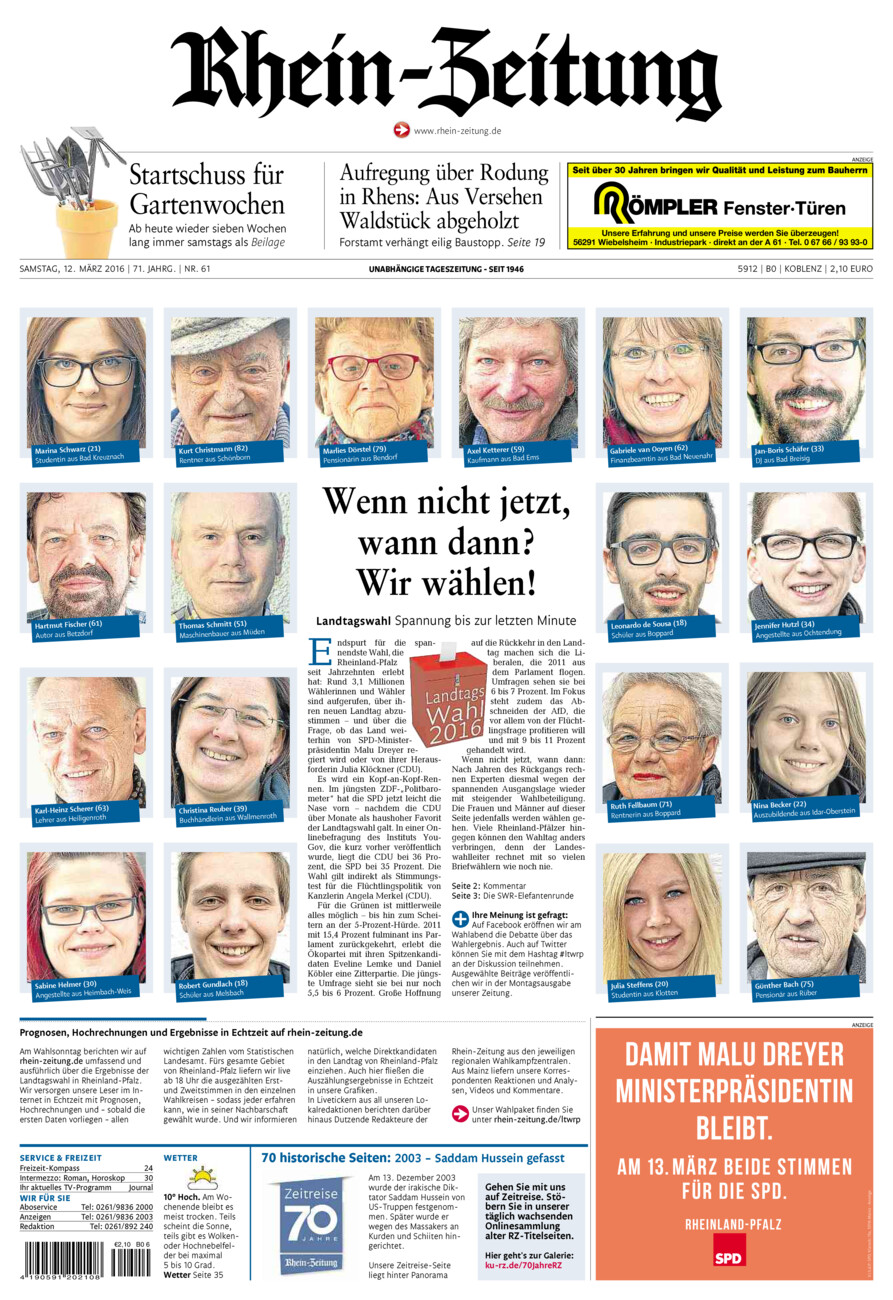 Rhein-Zeitung Koblenz & Region vom Samstag, 12.03.2016