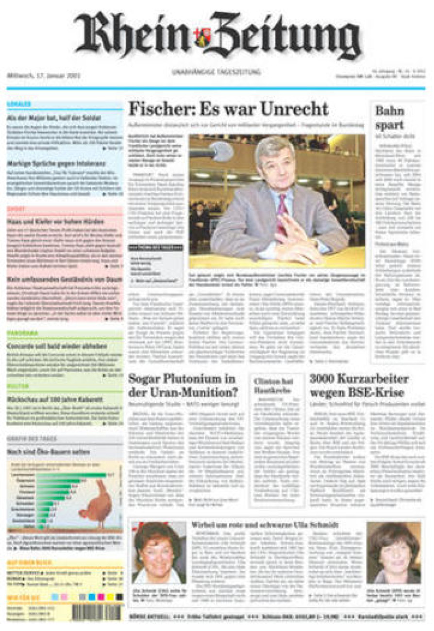 Rhein-Zeitung Koblenz & Region vom Mittwoch, 17.01.2001