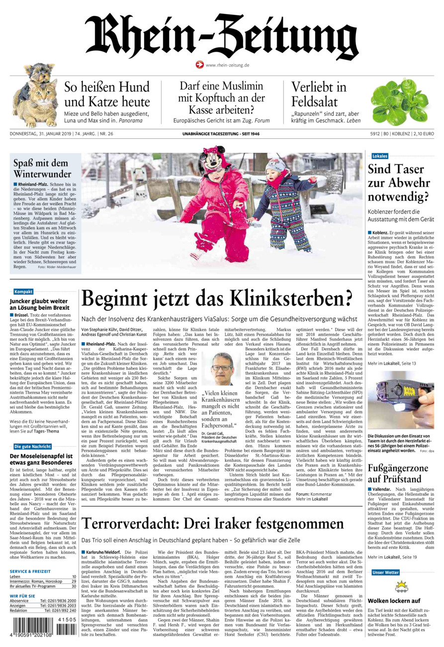 Rhein-Zeitung Koblenz & Region vom Donnerstag, 31.01.2019