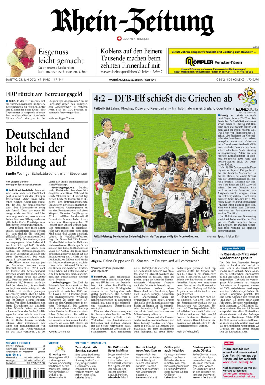 Rhein-Zeitung Koblenz & Region vom Samstag, 23.06.2012