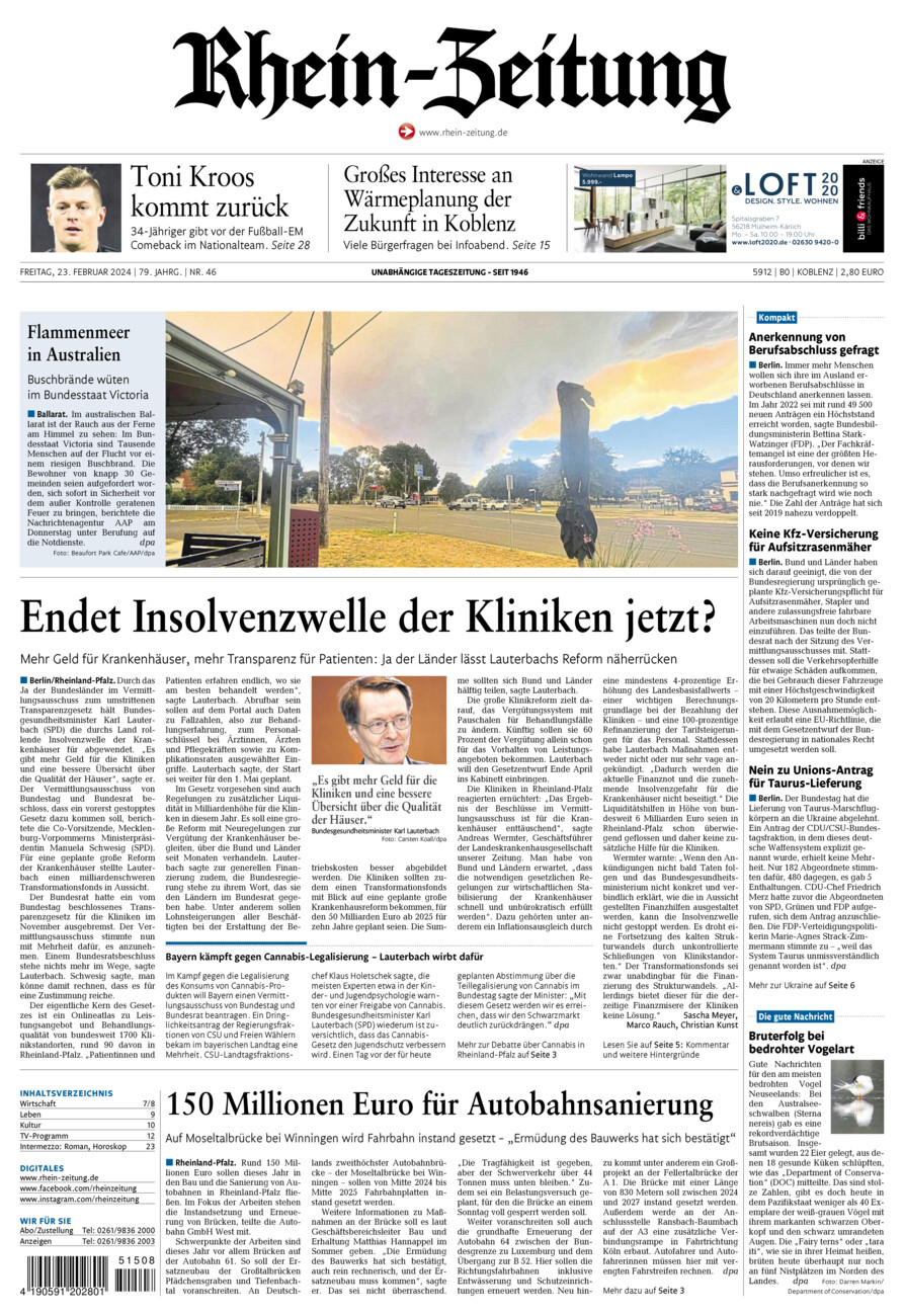 Rhein-Zeitung Koblenz & Region vom Freitag, 23.02.2024