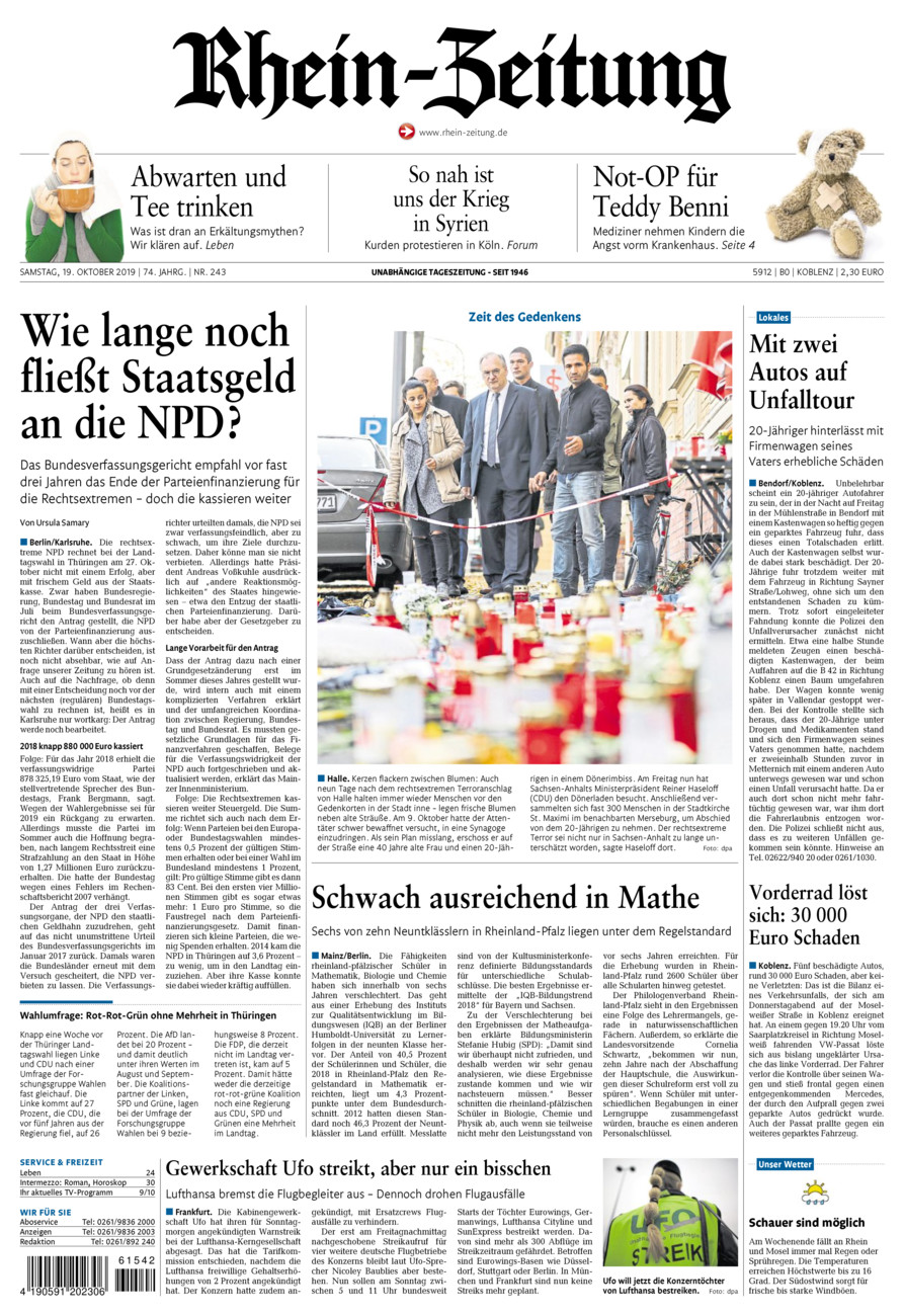 Rhein-Zeitung Koblenz & Region vom Samstag, 19.10.2019