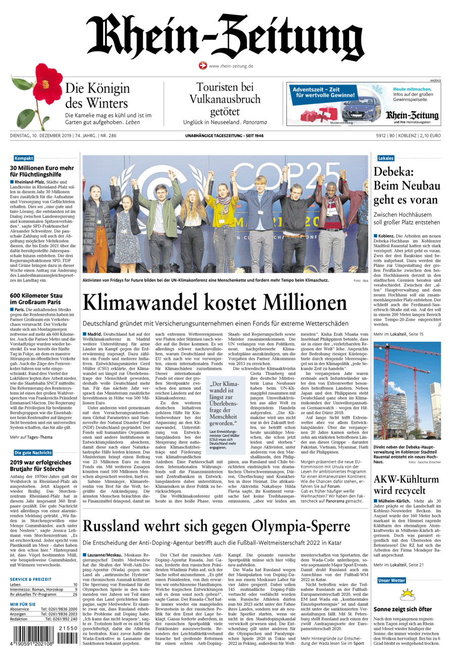 Rhein-Zeitung Koblenz & Region vom Dienstag, 10.12.2019