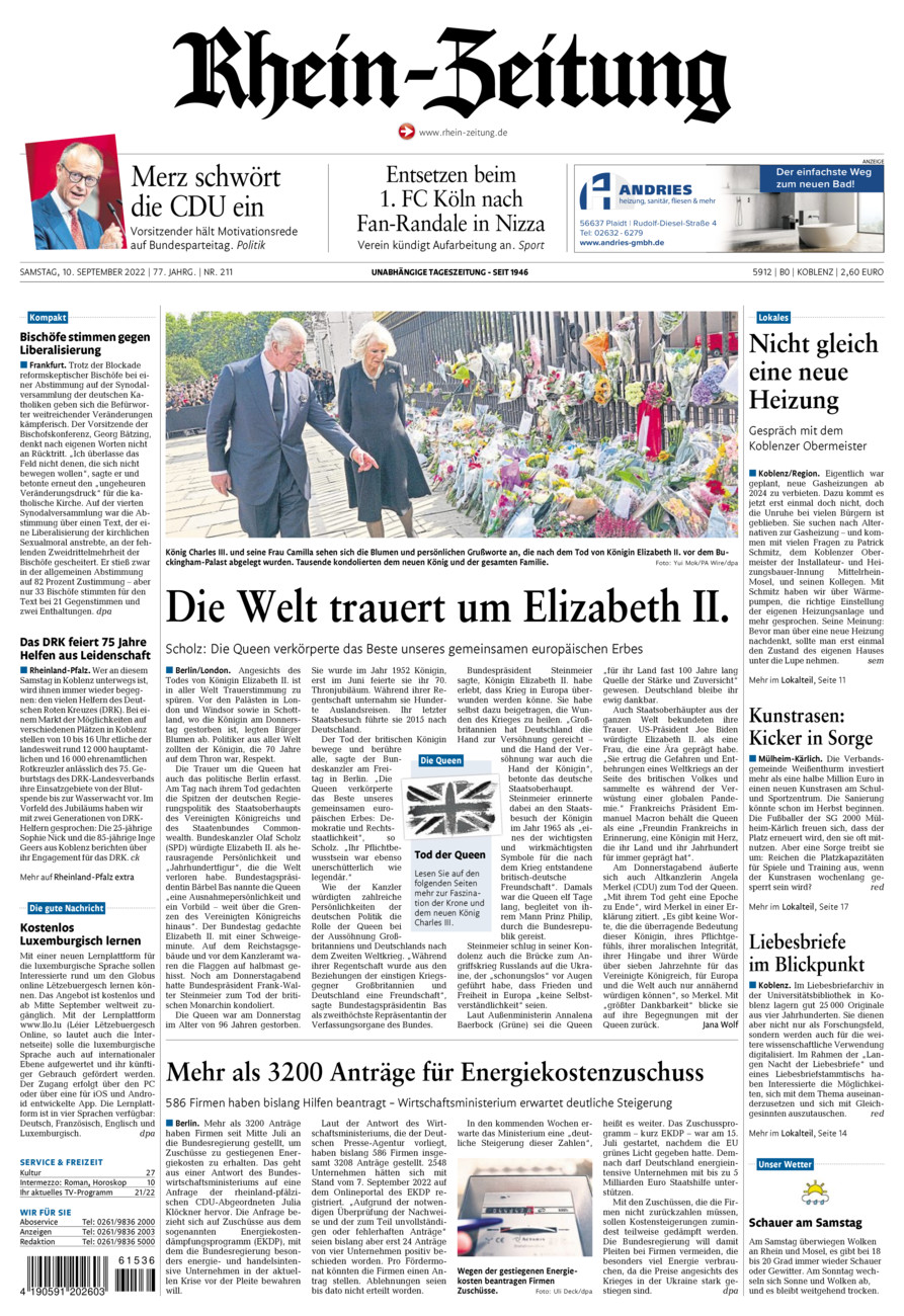 Rhein-Zeitung Koblenz & Region vom Samstag, 10.09.2022