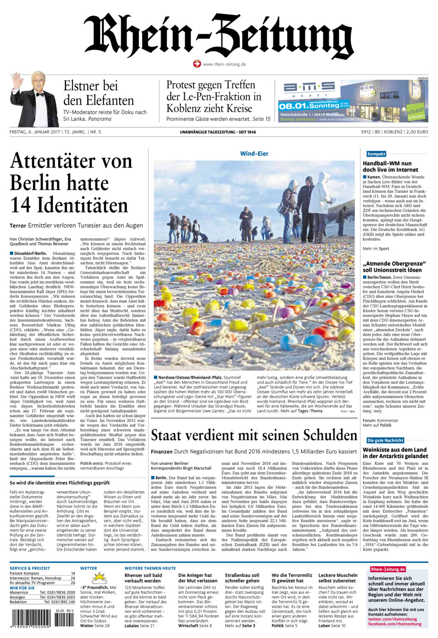 Rhein-Zeitung Koblenz & Region vom Freitag, 06.01.2017
