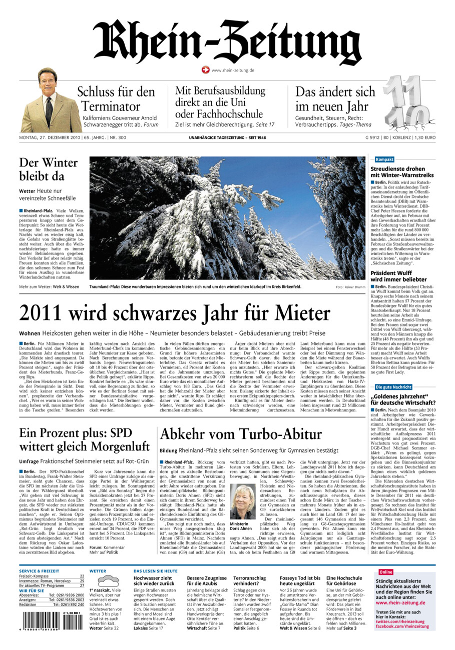 Rhein-Zeitung Koblenz & Region vom Montag, 27.12.2010