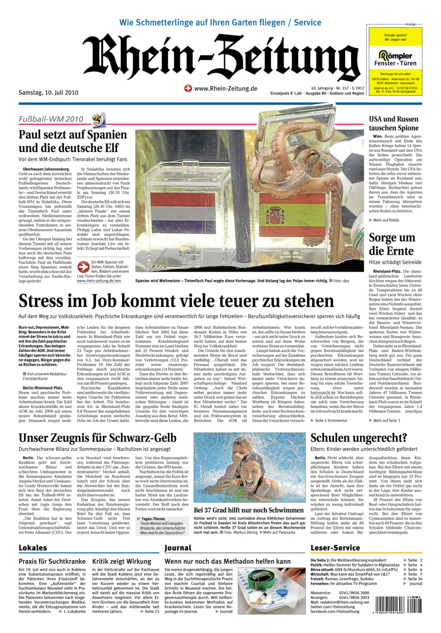 Rhein-Zeitung Koblenz & Region vom Samstag, 10.07.2010