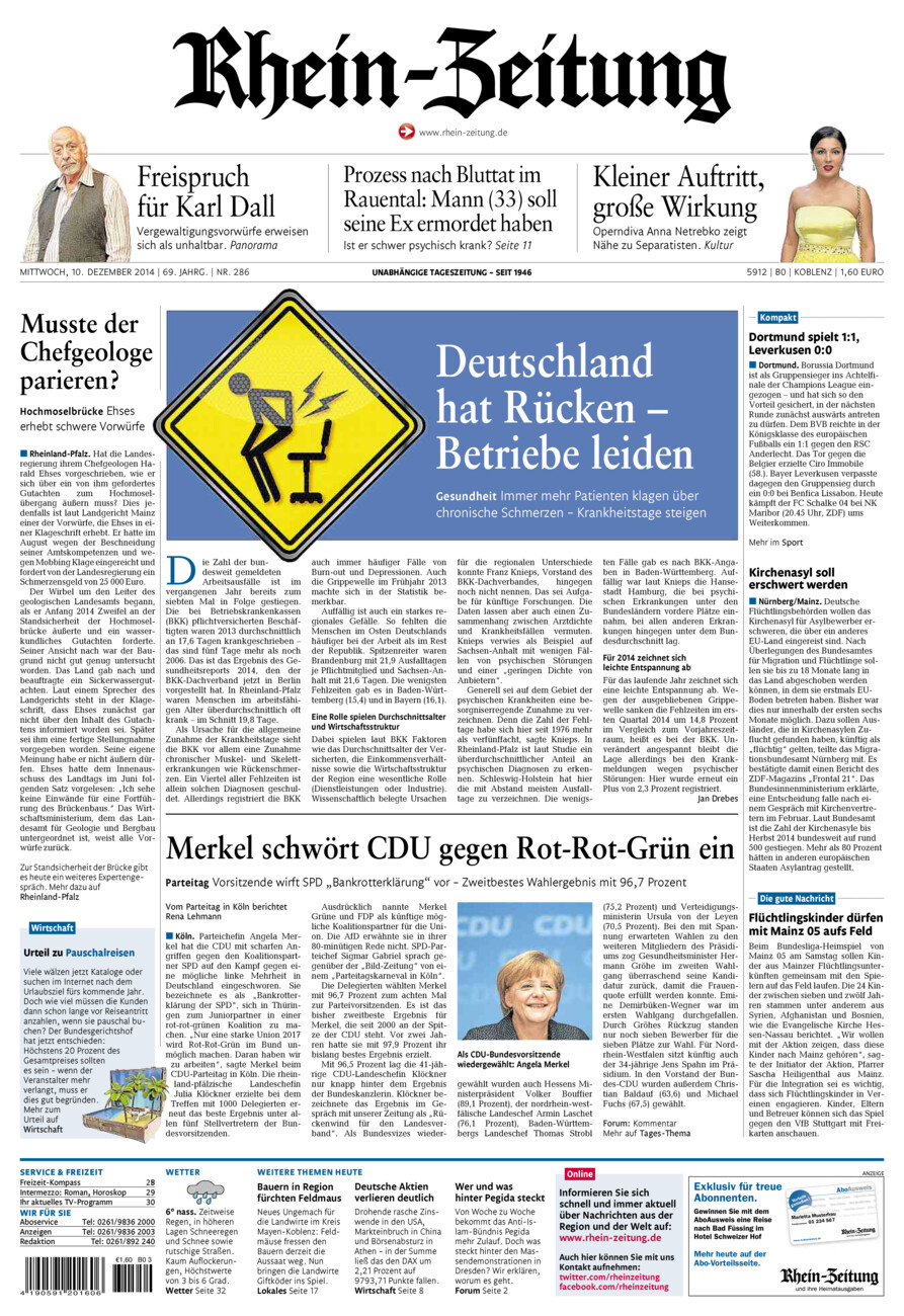 Rhein-Zeitung Koblenz & Region vom Mittwoch, 10.12.2014