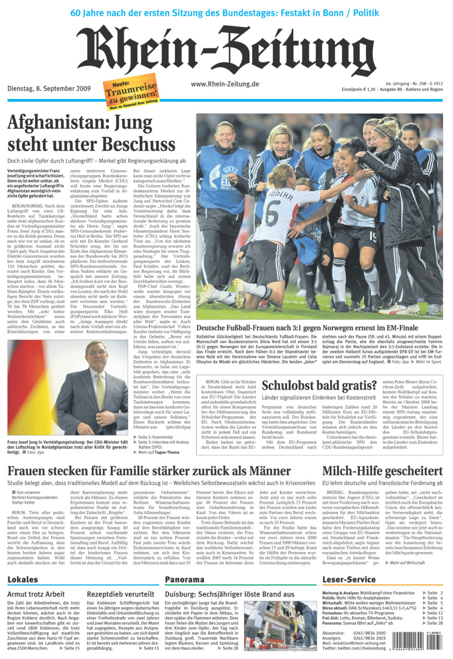 Rhein-Zeitung Koblenz & Region vom Dienstag, 08.09.2009