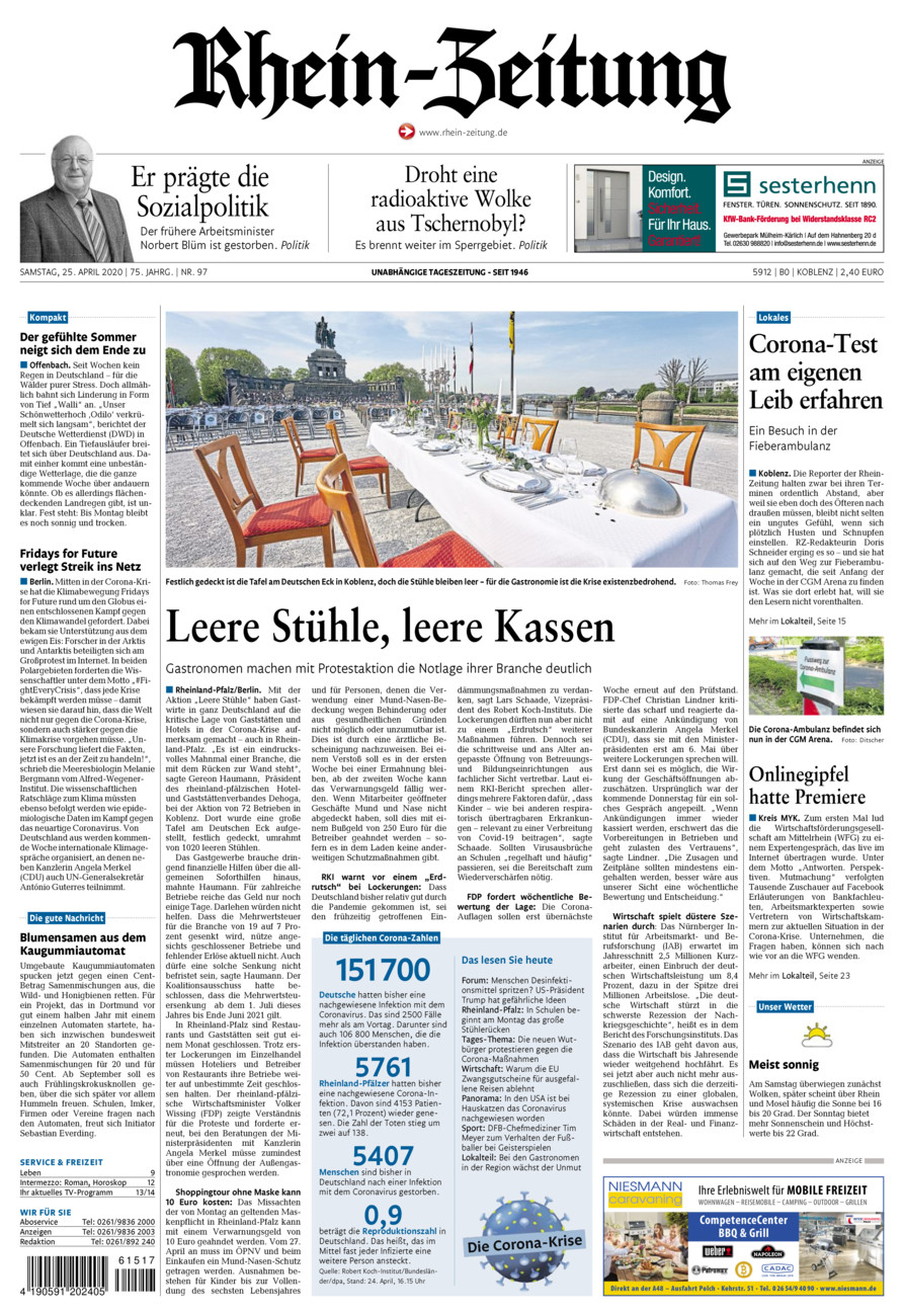 Rhein-Zeitung Koblenz & Region vom Samstag, 25.04.2020