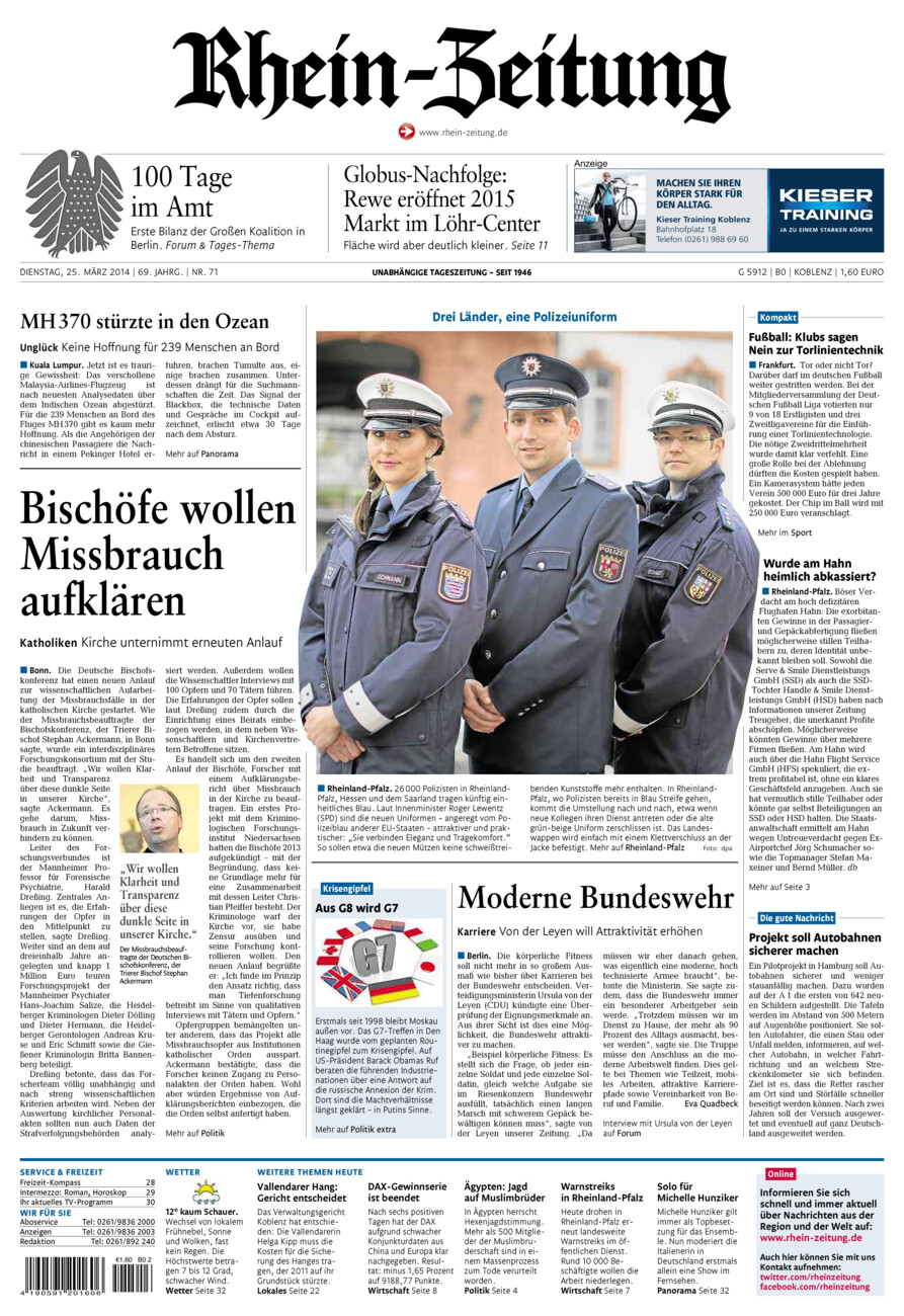 Rhein-Zeitung Koblenz & Region vom Dienstag, 25.03.2014