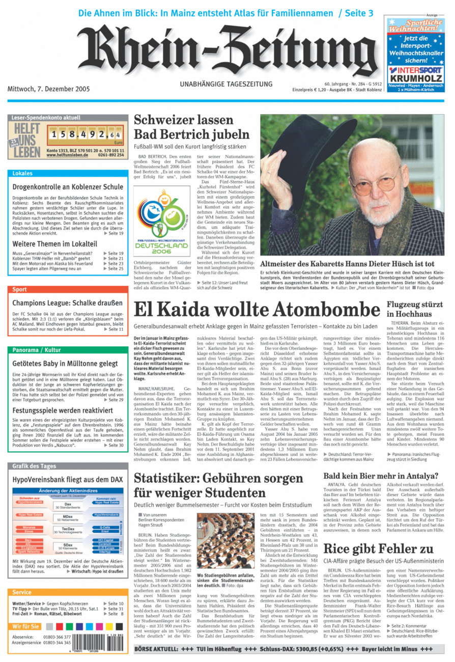 Rhein-Zeitung Koblenz & Region vom Mittwoch, 07.12.2005