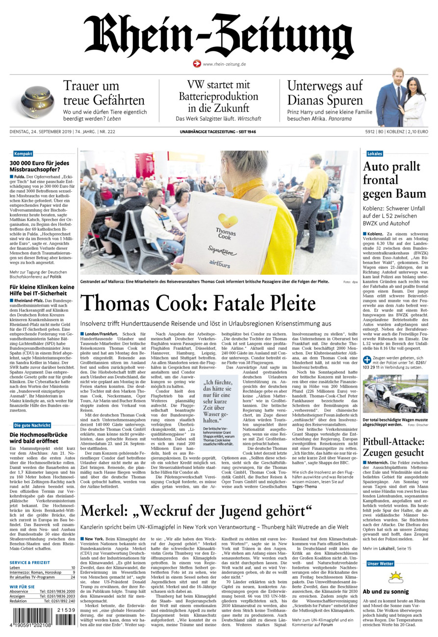 Rhein-Zeitung Koblenz & Region vom Dienstag, 24.09.2019