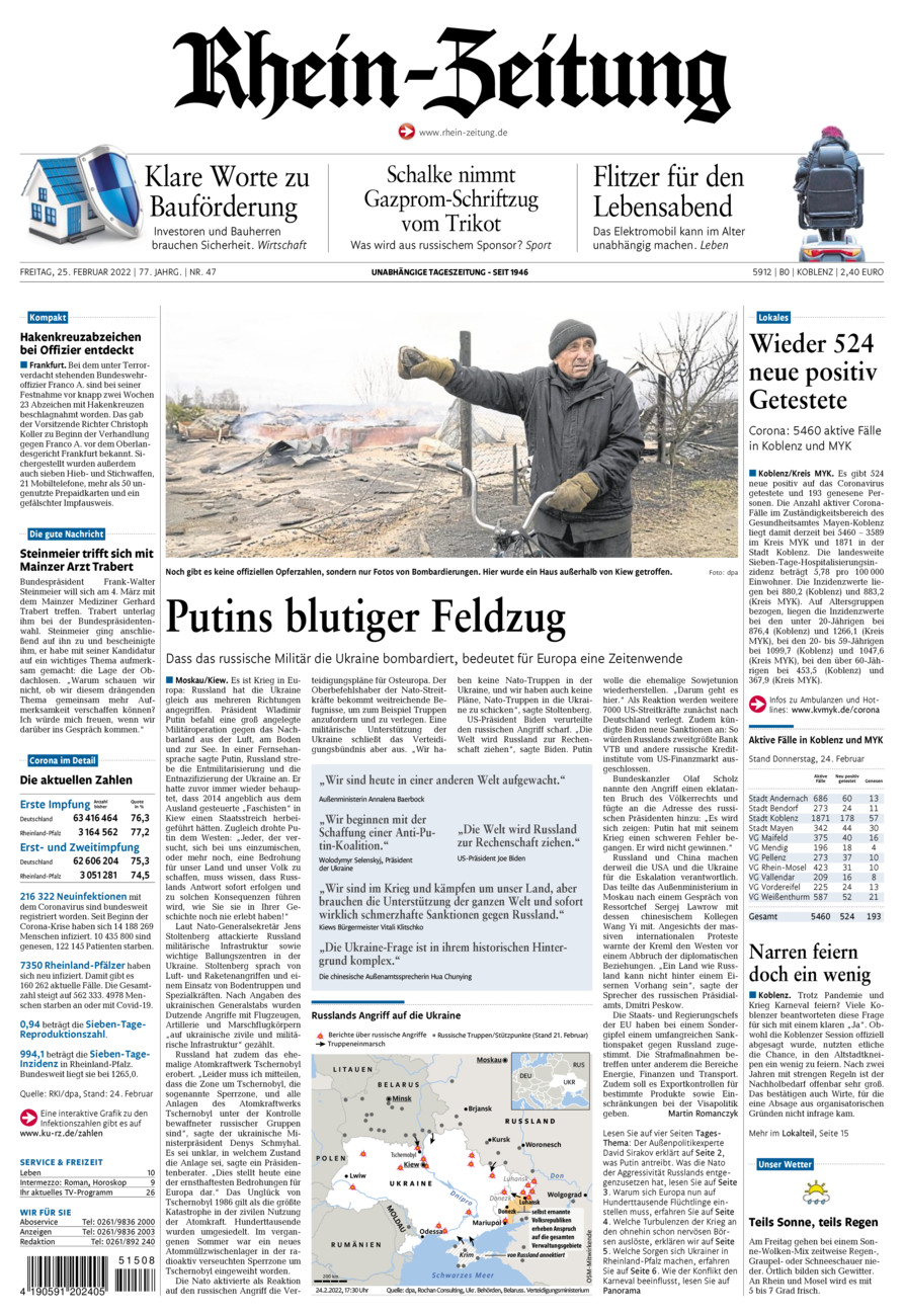 Rhein-Zeitung Koblenz & Region vom Freitag, 25.02.2022