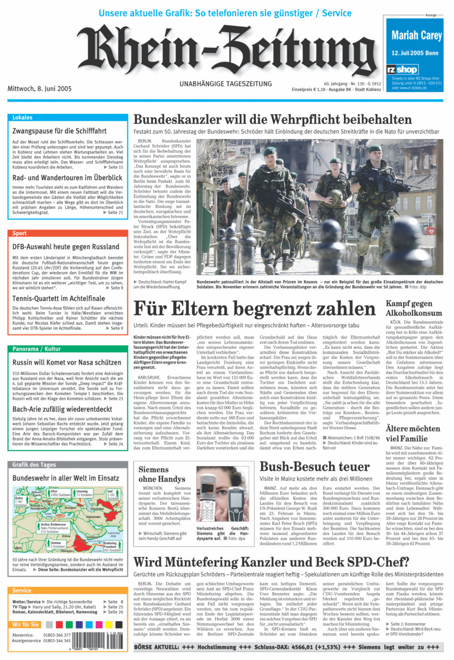 Rhein-Zeitung Koblenz & Region vom Mittwoch, 08.06.2005