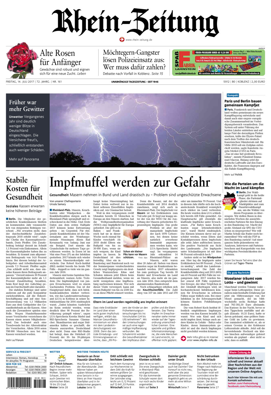 Rhein-Zeitung Koblenz & Region vom Freitag, 14.07.2017