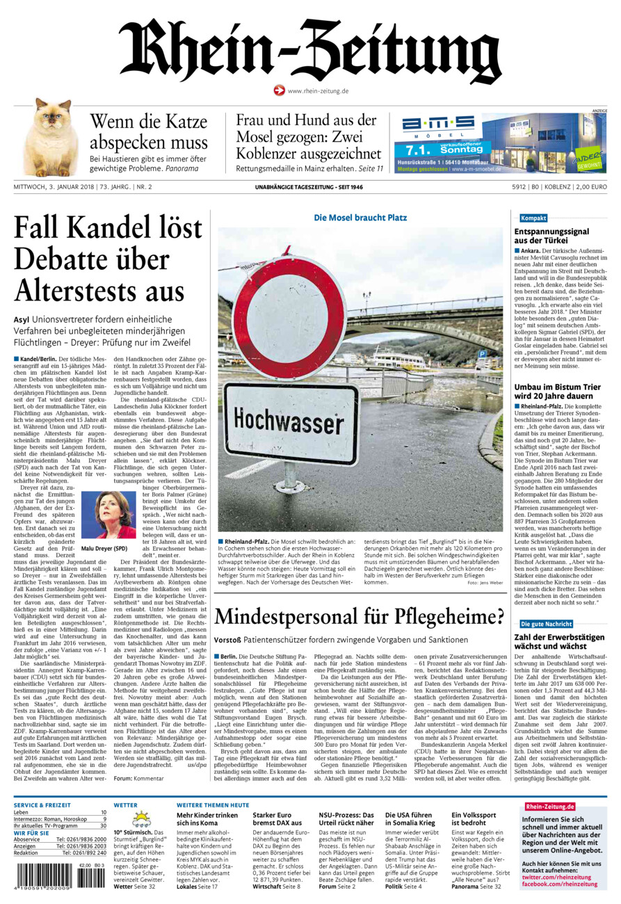 Rhein-Zeitung Koblenz & Region vom Mittwoch, 03.01.2018
