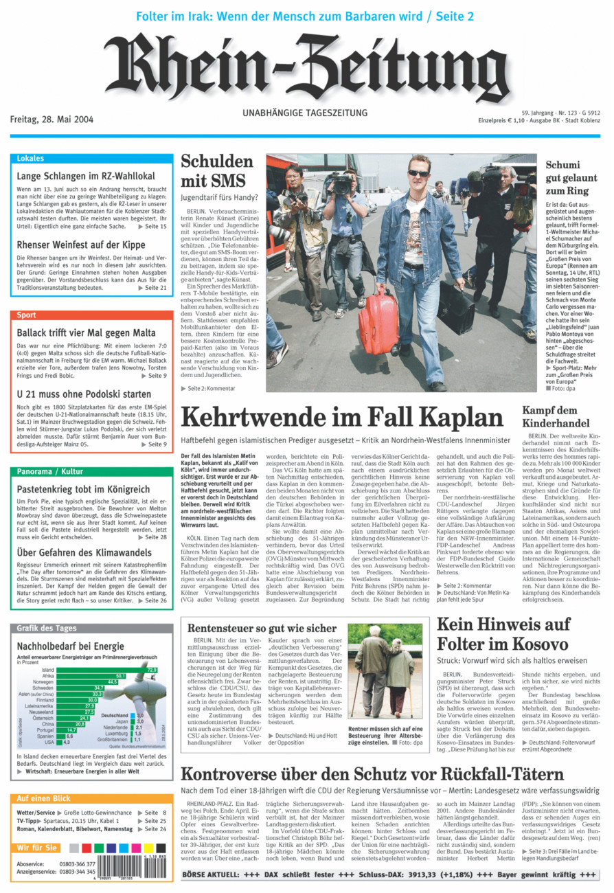 Rhein-Zeitung Koblenz & Region vom Freitag, 28.05.2004