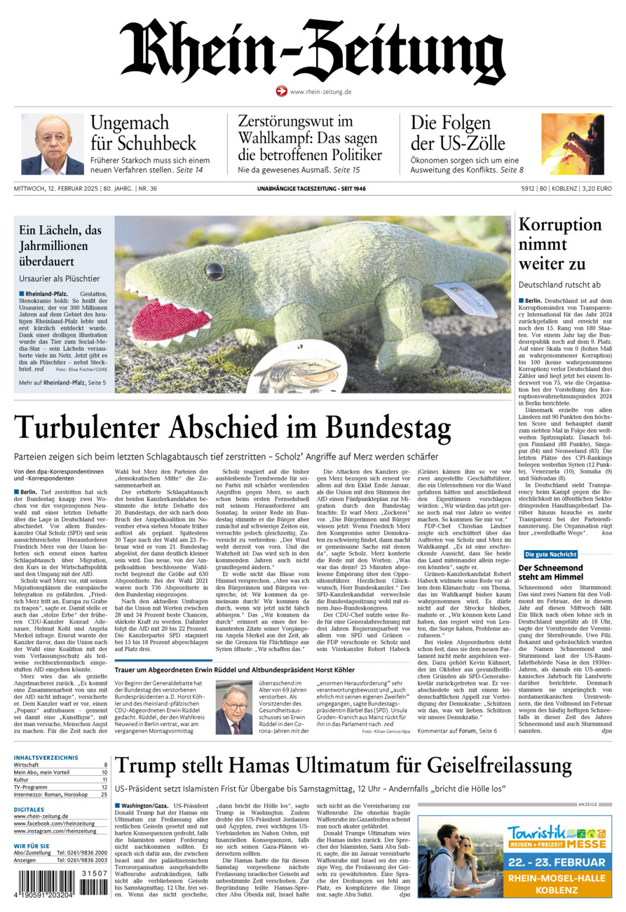 Rhein-Zeitung Koblenz & Region vom Mittwoch, 12.02.2025