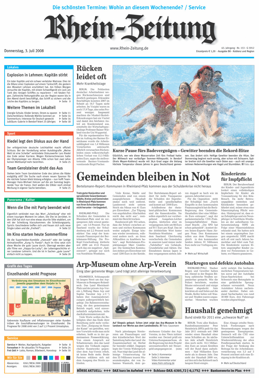 Rhein-Zeitung Koblenz & Region vom Donnerstag, 03.07.2008