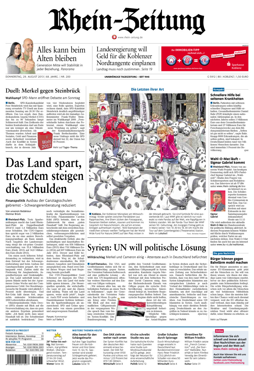 Rhein-Zeitung Koblenz & Region vom Donnerstag, 29.08.2013
