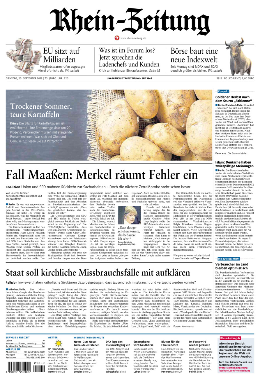Rhein-Zeitung Koblenz & Region vom Dienstag, 25.09.2018