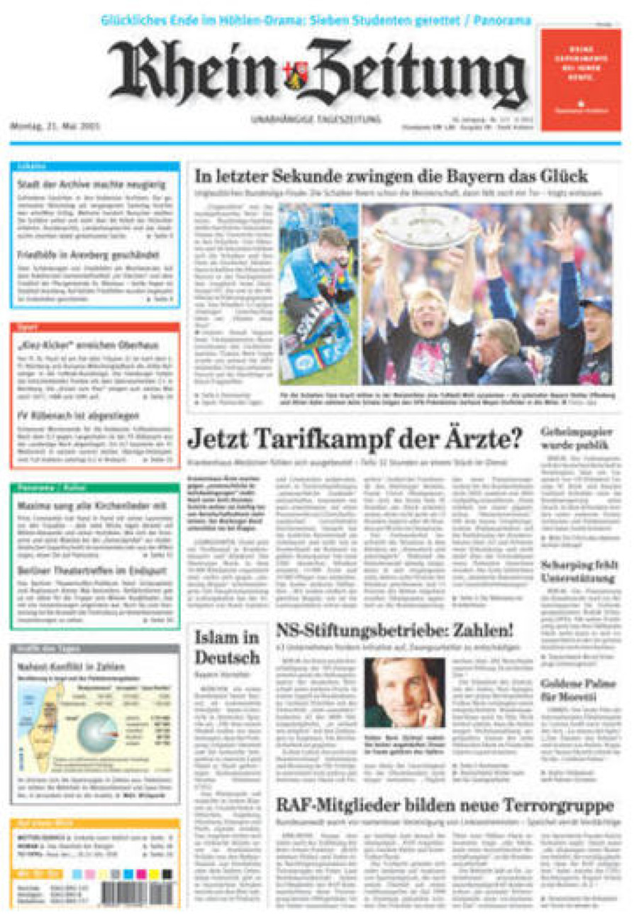 Rhein-Zeitung Koblenz & Region vom Montag, 21.05.2001