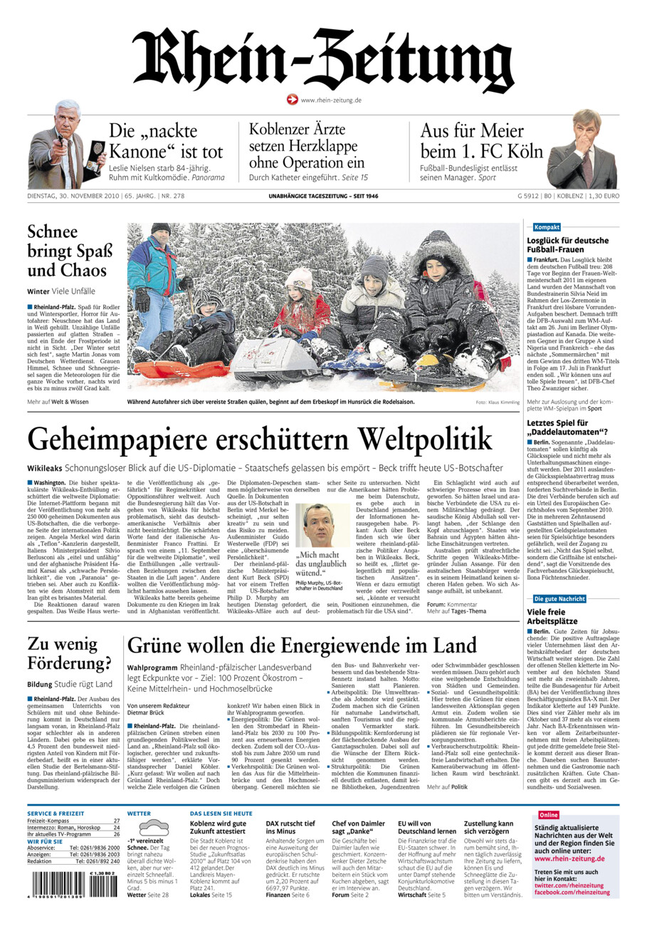 Rhein-Zeitung Koblenz & Region vom Dienstag, 30.11.2010