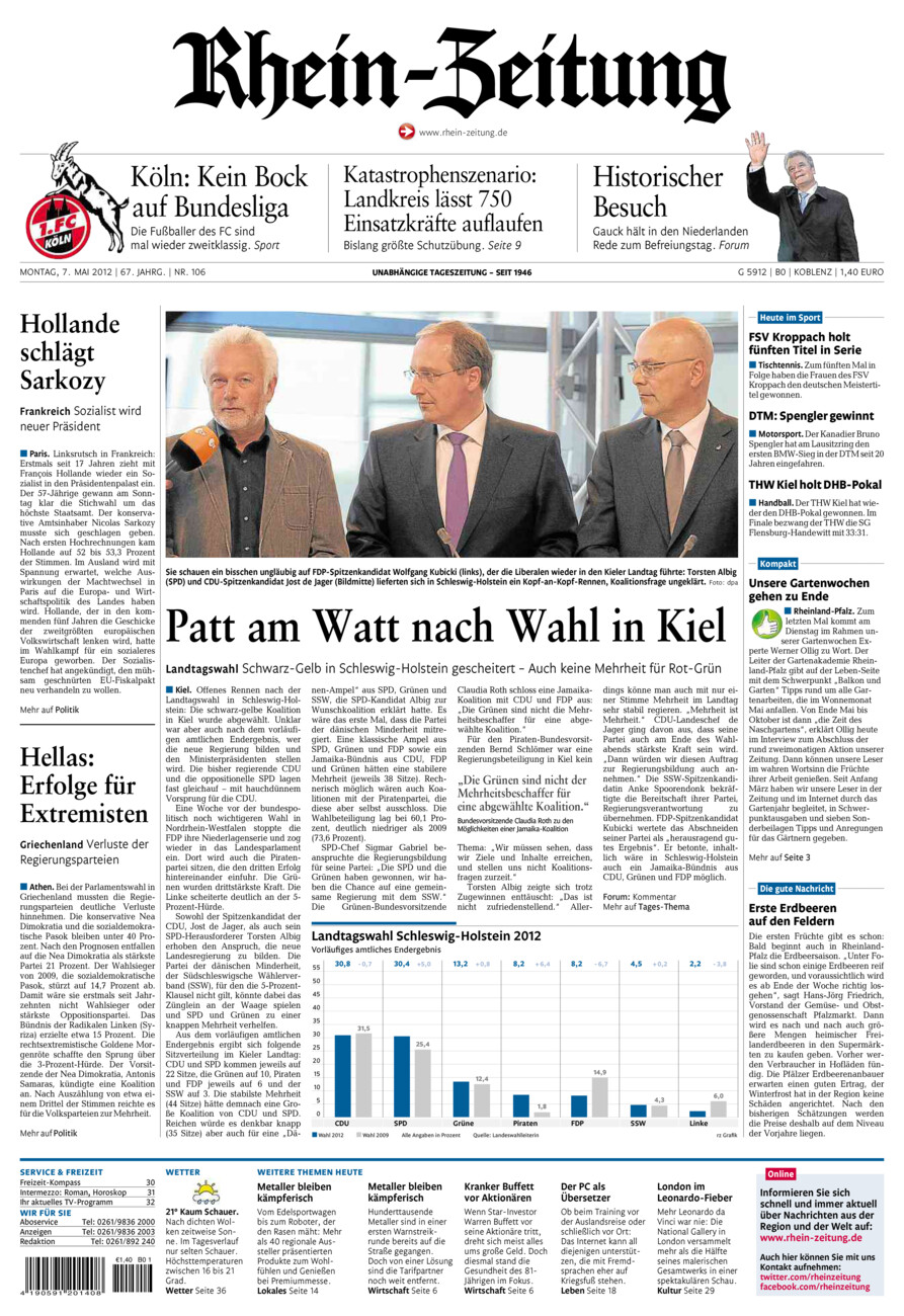 Rhein-Zeitung Koblenz & Region vom Montag, 07.05.2012