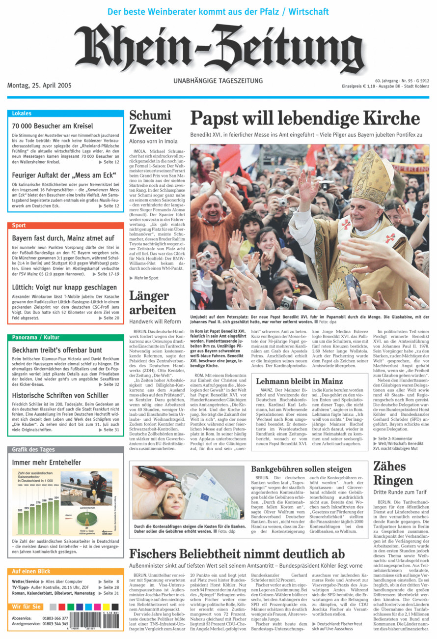 Rhein-Zeitung Koblenz & Region vom Montag, 25.04.2005