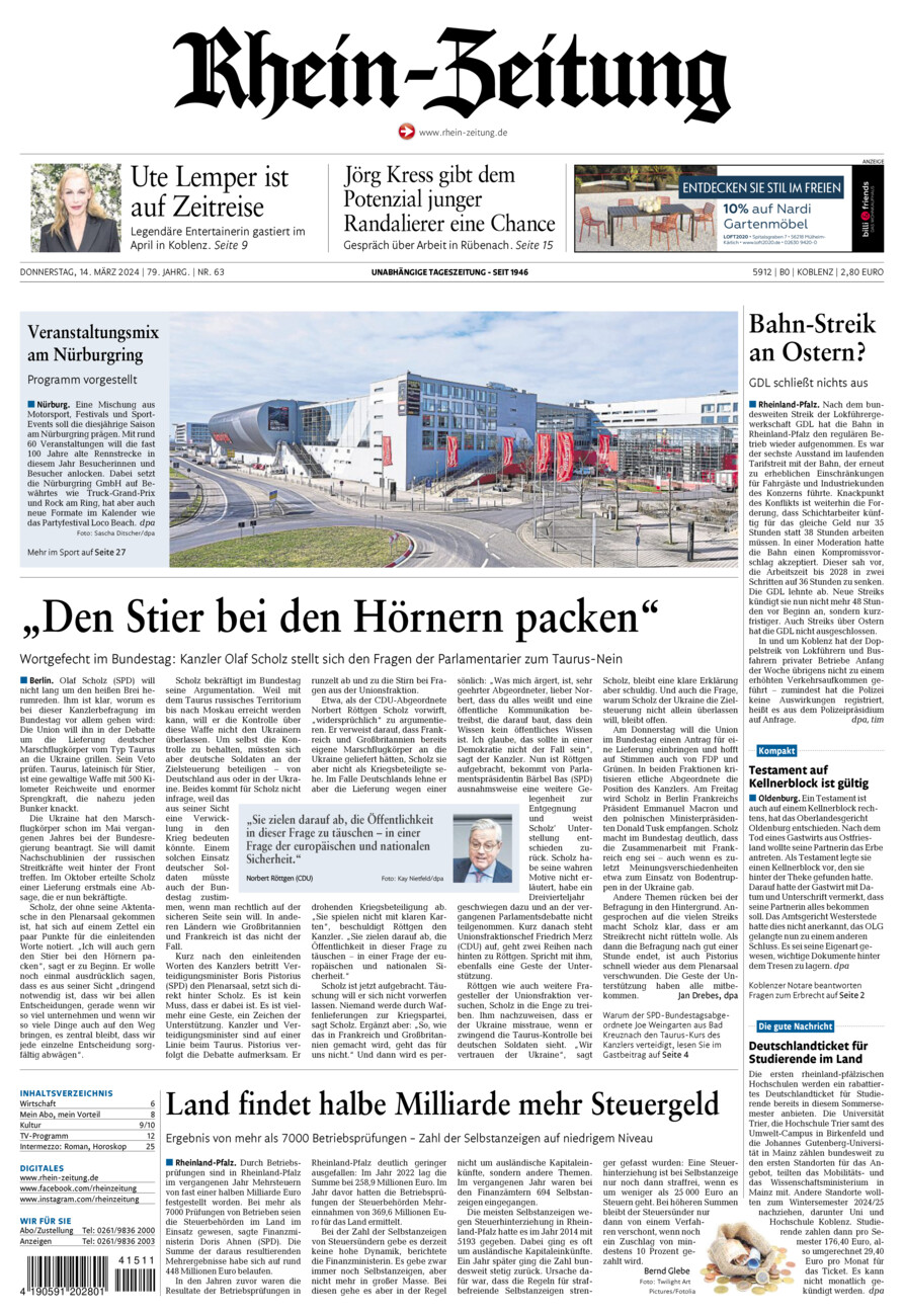 Rhein-Zeitung Koblenz & Region vom Donnerstag, 14.03.2024