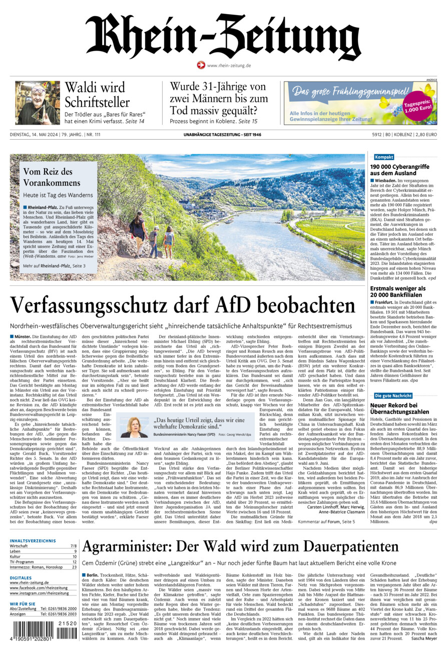 Rhein-Zeitung Koblenz & Region vom Dienstag, 14.05.2024
