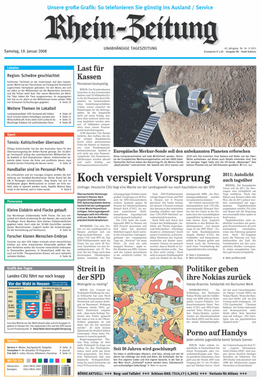Rhein-Zeitung Koblenz & Region vom Samstag, 19.01.2008