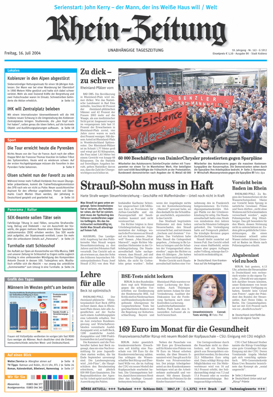 Rhein-Zeitung Koblenz & Region vom Freitag, 16.07.2004