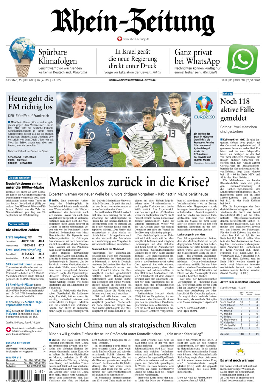 Rhein-Zeitung Koblenz & Region vom Dienstag, 15.06.2021