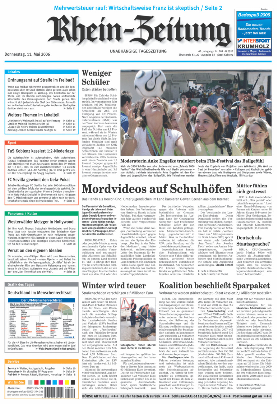 Rhein-Zeitung Koblenz & Region vom Donnerstag, 11.05.2006