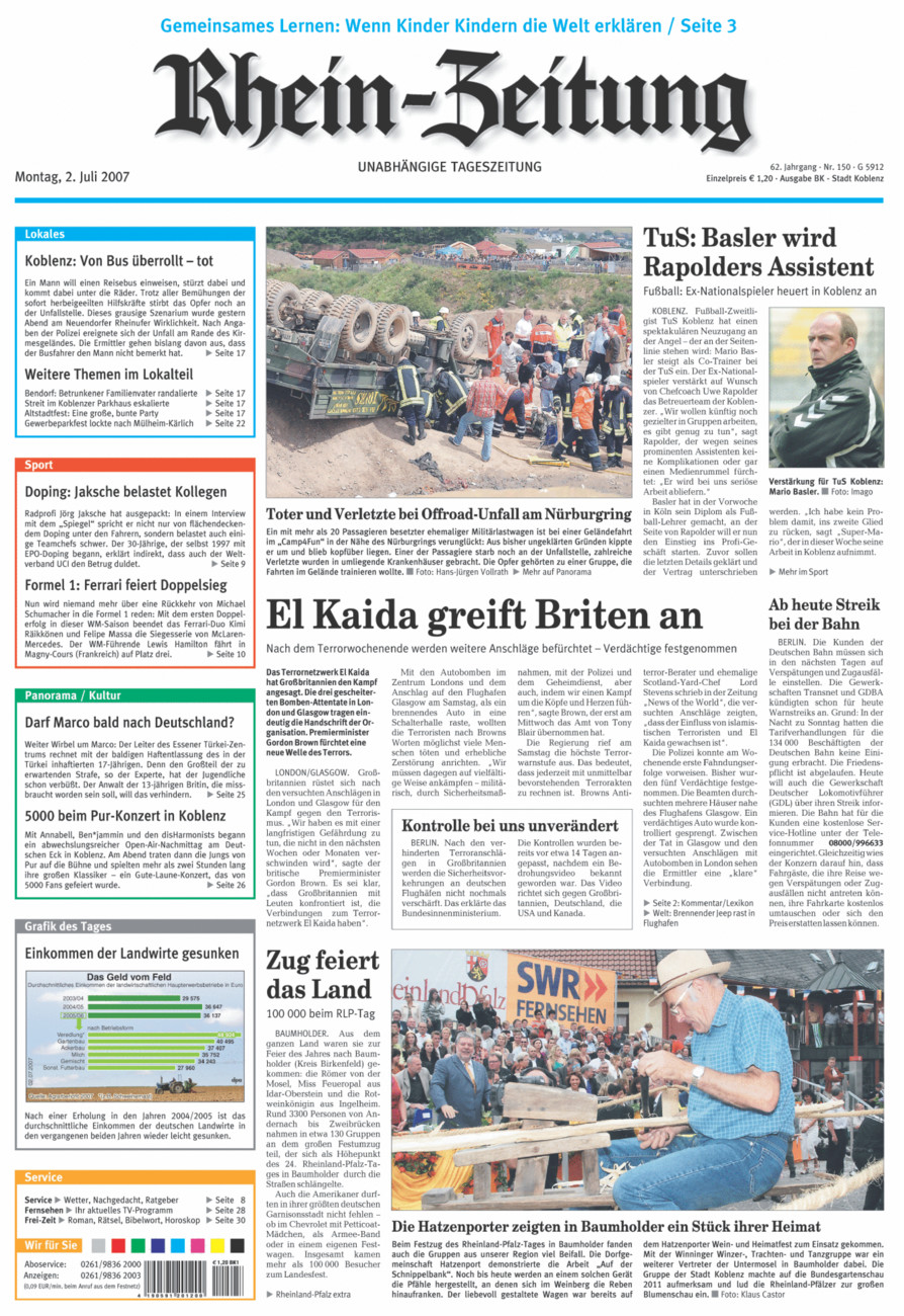 Rhein-Zeitung Koblenz & Region vom Montag, 02.07.2007