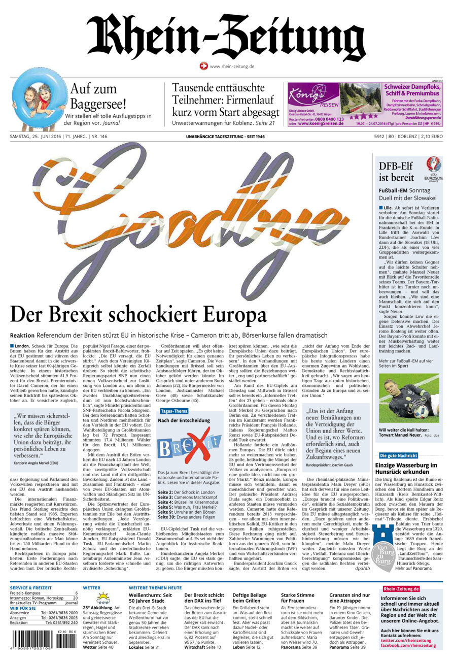 Rhein-Zeitung Koblenz & Region vom Samstag, 25.06.2016