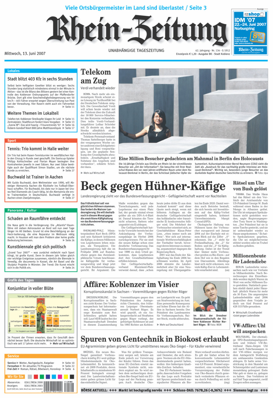 Rhein-Zeitung Koblenz & Region vom Mittwoch, 13.06.2007